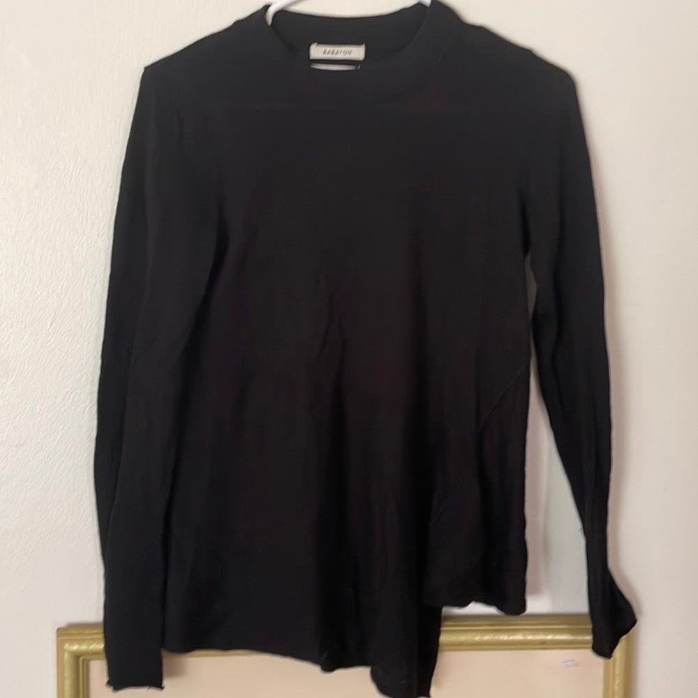 Aritzia Babaton black sweater asymmetrical wool viscose nylon linen